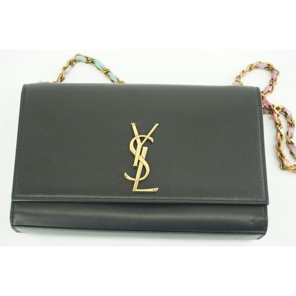 Saint Laurent Black Kate Medium Monogram Chain Leather Bag $2190 YSL Logo - Picture 1 of 12